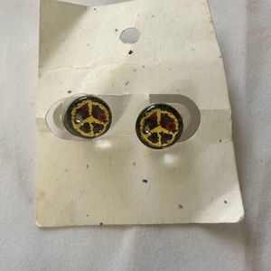 Peace Sign ☮️ Earrings Yellow, Red, Black